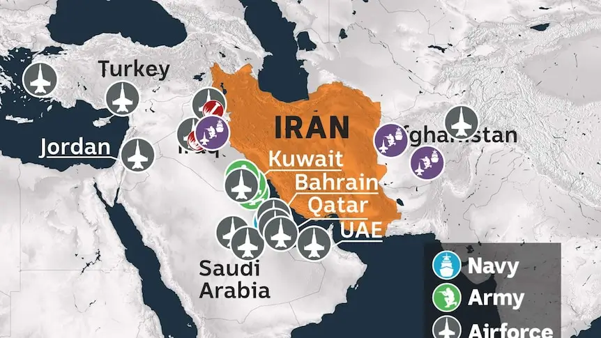 Trump et sa Carte des déploiements militaires USA/Iran